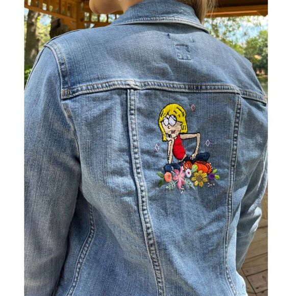 Hand Embroidered Lizzie McGuire Denim Jacket Size Small - Picture 7 of 9
